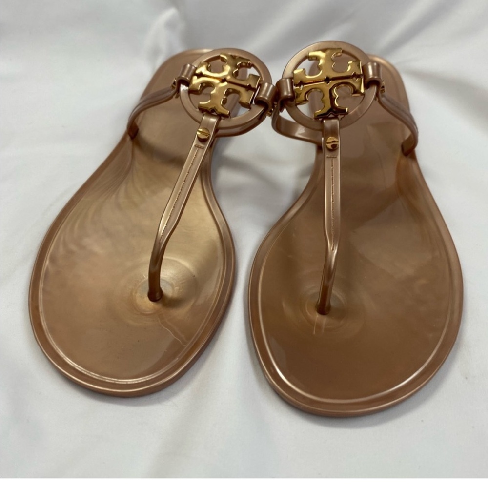 Tory Burch jelly sandals rose gold
